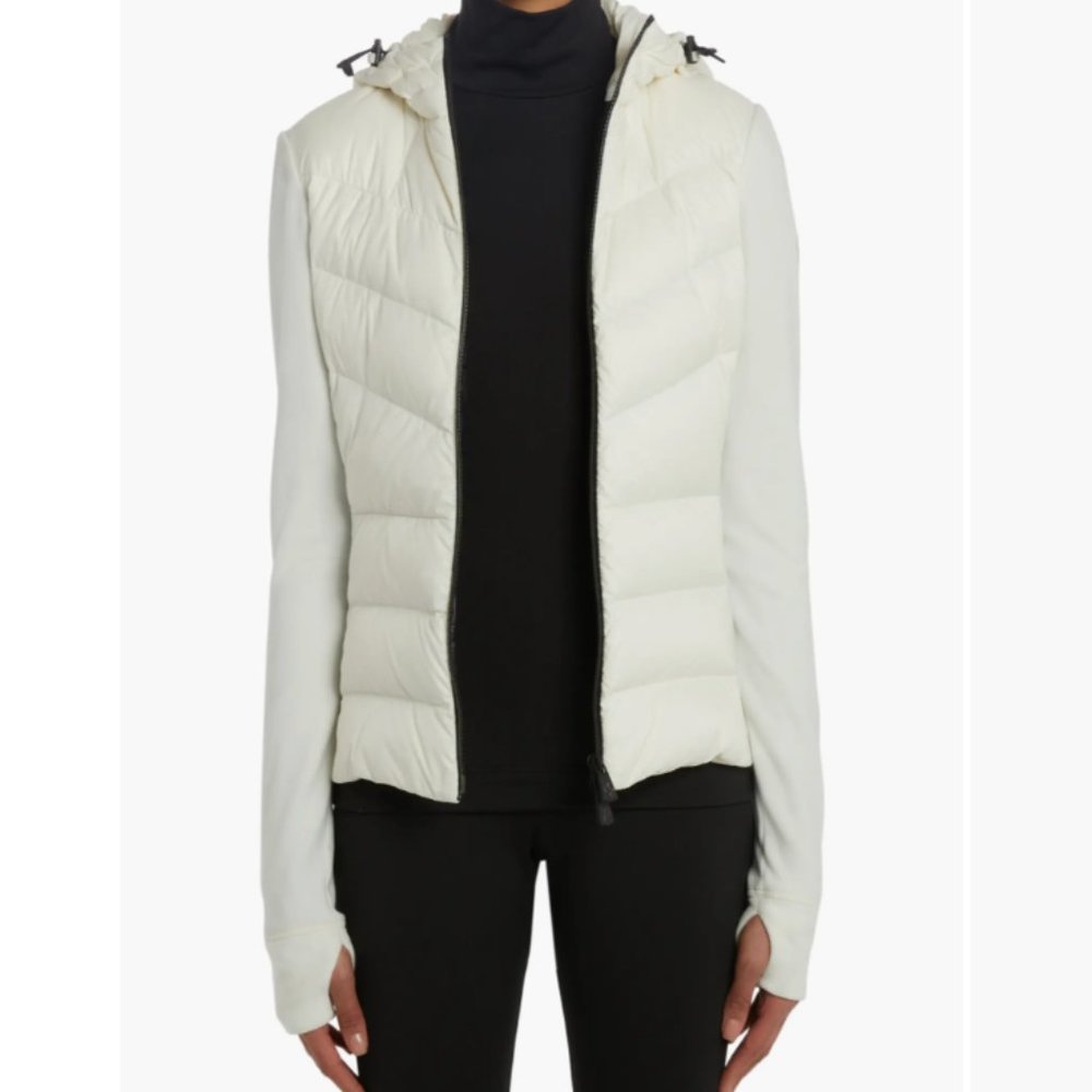 Quilted Nylon & Stretch Fleece Hooded Cardigan, size S